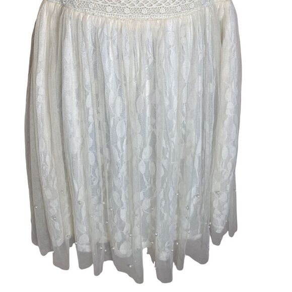 Ryu Anthropologie dress coquette fit & flare eggshell white lace/mesh fairy - Picture 4 of 10